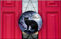 Halloween black cat door hanger.