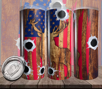 Wood Deer Flag Tumbler