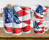 Stained Glass American Flag Tumbler or Mug