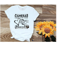 Cameras capture the heart of a moment shirt