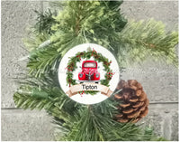 Red Truck Wreath with Name Ornament