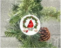 Red Bird Memorial Ornament with Name and Dates