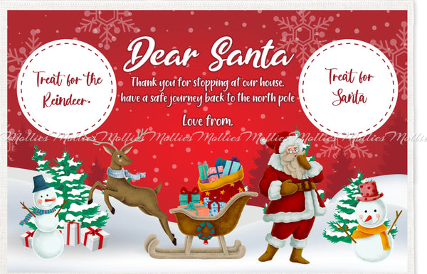 Santa Treat Mat with Red Background